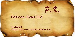 Petres Kamilló névjegykártya